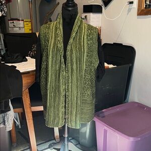 Green Knit Open Front Cardigan